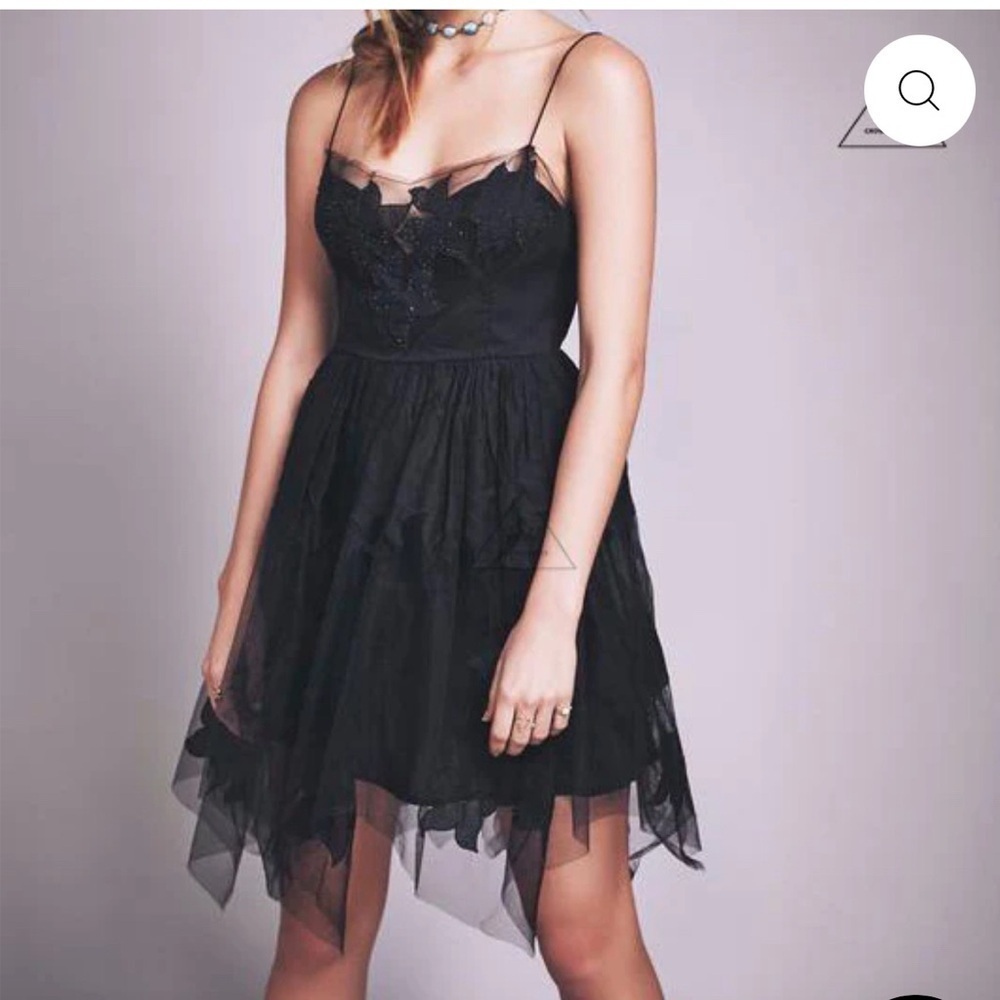 Free People Black Tulle Mini Dress